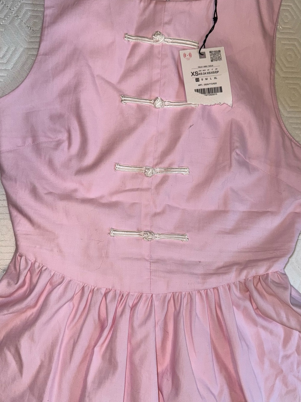 Zara Pink Sleeveless Camisole Dress with Knot Detail